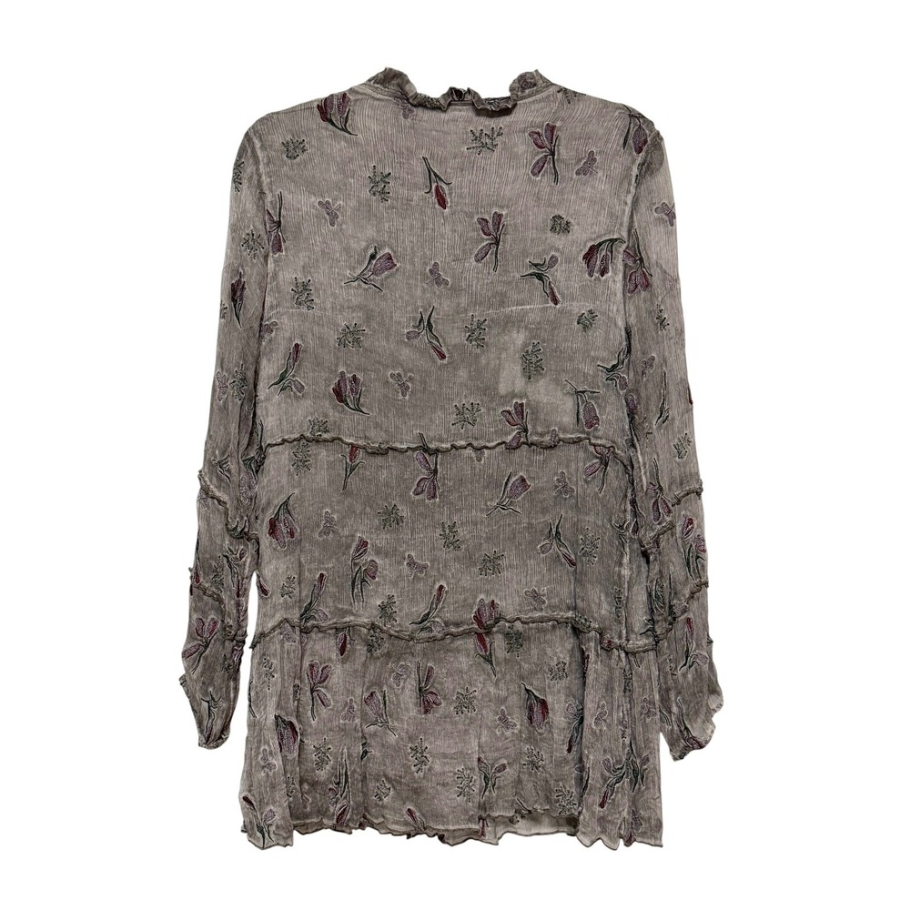 Floral Embroidered Gray Top - Picture 6 of 7